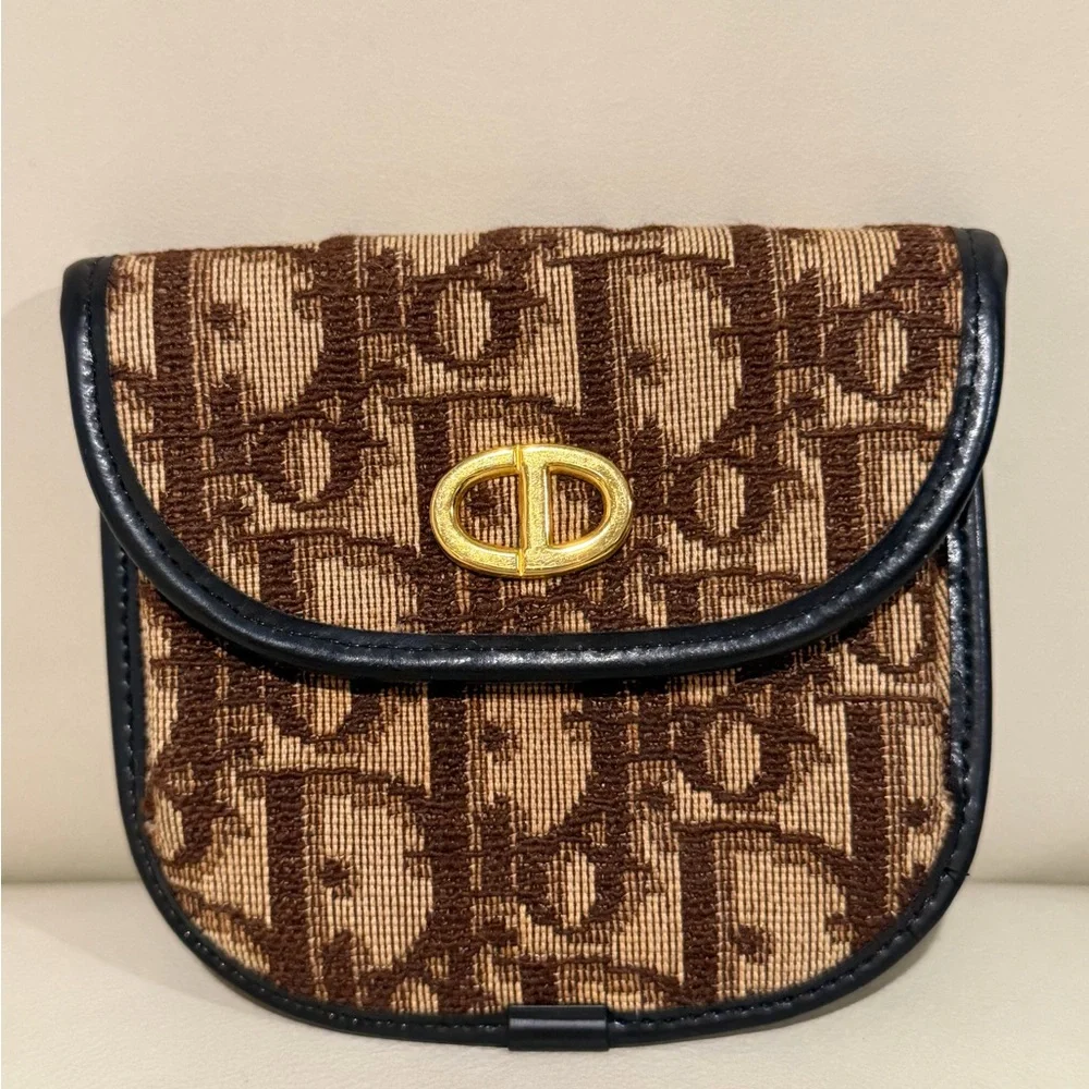 Authentic Christian Dior Brown and Black Coin Purse Good Condition